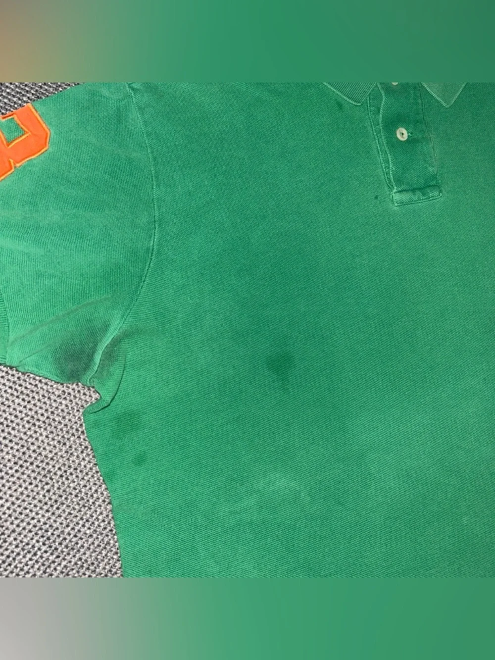 90s Polo Ralph Lauren Green Polo Shirt with Orange Pony
